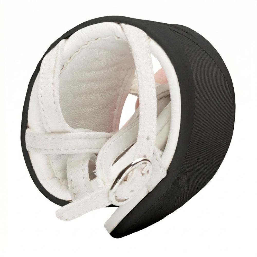 The ZAQQ QADA White ballet pointe shoe is tightly rolled and features a white strap with metal buckle and textured sole. Made from premium nappa leather, the soft material highlights the flexibility of the design, which is similar to that of a barefoot sandal.