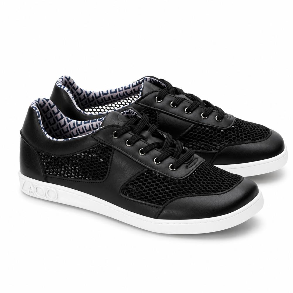 black summer sneaker with white sole for women - comfortable barefoot shoes for warm days