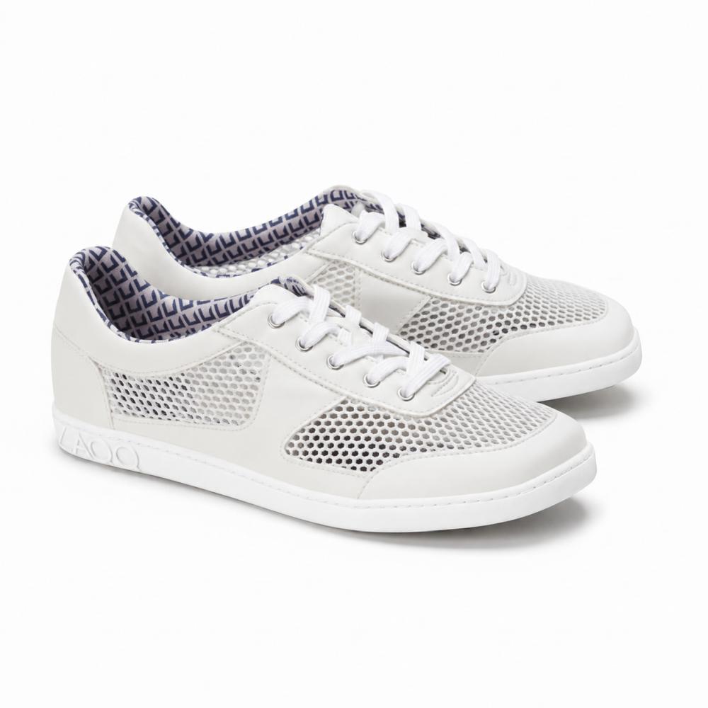 white airy summer sneakers for women as barefoot shoes with a comfortable width for wider feet