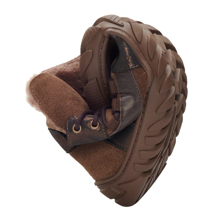 brown barefoot boots with flexible non-slip soles